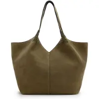 Manfield Grüner Veloursleder-Shopper | Größe Onesize