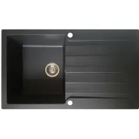 EsseBagno Sierra Spüle, einbeckenig mit Abtropfbecken, aus schwarzem Kunststoff, Marke