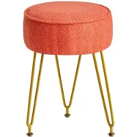 Benza Ibenzoa Runder Teddy‑Samt Fußhocker 32 x 44 cm – verstellbare Metallfüße mit goldfarbener Pulverbeschichtung, multifunktionaler Sitz‑ & Fußhocker