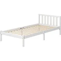 HOMCOM Bettrahmen Holzbett, 208 x 96 cm Bettgestell mit Kopfteil für Schlafzimmer