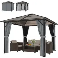 Outsunny Pavillon Gartenpavillon Gartenzelt mit Seitenteilen PC Dach