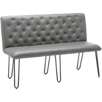 Bessagi Home Sitzbank Ivie Grau Lederlook Gepolstert