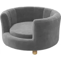 PawHut Hundesofa Hundecouch, Haustiersofa mit Rückenlehne Holzbeine, Grau