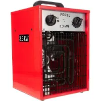 Perel Elektroheizlüfter 3300W, 2 Heizstufen, Thermostat und Kühlbetrieb, IP24, mit Überhitzungsschutz, kompakter tragbarer Heizer für Werkstatt, Garage, Hobbyraum
