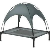 PawHut Haustierbett mit Baldachin Erhöhtes Hundebett Hundeliege outdoor Grau