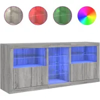 vidaXL Sideboard mit LED-Leuchten Grau Sonoma 181,5x37x67 cm