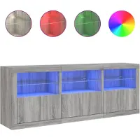 vidaXL Sideboard mit LED-Leuchten Grau Sonoma 181,5x37x67 cm