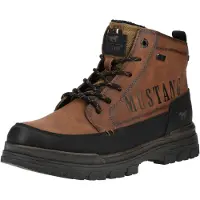 Mustang Winterboots SHOES "Peppin", Herren, Gr. 45, wärmend, braun (cognac), Lederimitat, kontrastfarbene Details, Schuhe Winterboots, Schnürboots, Trekkingboots mit TEX-Ausstattung
