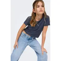 ONLY T-Shirt "KOGNELLA S/S O-NECK TOP NOOS JRS" mit süßer Wellenkante