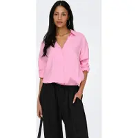 ONLY Hemdbluse "ONLZAZIMA L/S LOOSE SHIRT WVN NOOS", Damen, Gr. M, pink lady, Web, Obermaterial: 84% Modal, 16% Polyester, unifarben, oversize Po-bedeckend, Blusen Hemdbluse