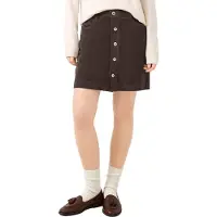 QS Minirock , Damen, Gr. 34, braun, Cord, Obermaterial: 98% Baumwolle, 2% Elasthan, unifarben, körpernah ca. Mitte Oberschenkel, Röcke Minirock, Cordrock mit langer Knopfleiste