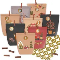 Sonstiges Adventskalender zum Befüllen 24er Set Papiertüten mit Aufklebern