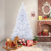 Peviasot Künstlicher Weihnachtsbaum 150 cm Weiß, 400 Zweigspitzen, PVC Christbaum mit Metallständer