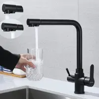 HOMEDE SkyPanda Küchenarmatur, 3-fach, Edelstahl, schwarz
