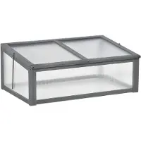 Outsunny Frühbeet Holz, Mini Gewächshaus 100 x 65 x 40 cm, Treibhaus Grau
