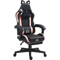 HOMCOM Gaming Stuhl Ergonomischer Gamer Stuhl mit Lendenwirbelstütze, Fußstütze