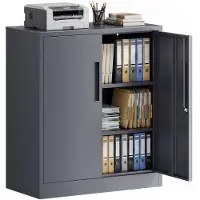 Wiltec Aktenschrank Stahl 80x40x92cm Anthrazit Büroschrank Metallschrank Ordner