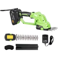 Outsunny 2-in-1 Akku Heckenschere Elektrischer Hecken & Strauchschere Grün