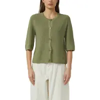 s.Oliver Strickjacke , Damen, Gr. 44, khaki, Strick, Obermaterial: 60% Baumwolle, 40% Polyacryl, unifarben, normal hüftbedeckend, Rundhals, Bündchen, Strickjacken Strickjacke, halbarm, mit Knopfleiste
