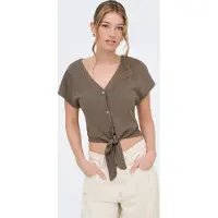 ONLY Kurzarmbluse "ONLSIESTA SS KNOT LIN BL SHIRT PNT NOOS" Viskosemischung, regular fit