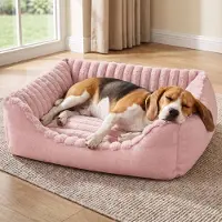 Merkloos Solidchoice – Rutschfester Hundebett für kleine und mittelgroße Haustiere, beruhigend und waschbar, rosa (Größe M)