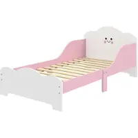 AIYAPLAY Kinderbett, 140x70 cm Kleinkindbett mit Rausfallschutz, Lattenrost Rosa