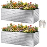 Outsunny Hochbeet aus verzinktem Stahl 2er Set 180 x 90 x 60cm für Gemüse Obst