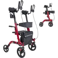 SUGIFT Rollator Faltbar mit Sitz, Leichtgewicht Gehwagen mit 4 PVC Reifen, Gehhilfe bis 136 kg mit Rückenlehne Tasche Gehstockhalter
