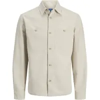 Jack & Jones Langarmhemd "JPRBLURAYLE LINEN BL. SOLID LS SHIRT SN", Herren, Gr. S, N-Gr, beige (moonstruck), Web, Obermaterial: 70% Baumwolle, 30% Leinen, unifarben, normal, Hemden Langarmhemd
