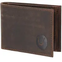 OXMOX Leder Geldbörse Leather RFID Protect Pocketbörse Freedom Lion Embossed Vintage Dark Brown dunkelbraun