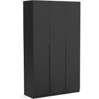 Brent Kleiderschrank Bristol 135 cm, schwarz matt mit Einlegeplatten, Drehtürenschrank, Farbauswahl, 135x54x234 cm 3-türig