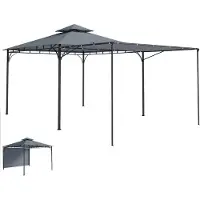 Outsunny Pavillon 3,2x3,2 m Stabil Winterfest Gartenpavillon mit Doppeldach