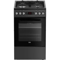 Beko FSM51330DAOT, Freistehender Herd, Anthrazit, Drehregler, Front / Top front, LED, Gaskochfeld