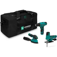 Vonroc Werkzeugset 12V | Inkl. 3 Werkzeugen, 3 Akkus und Werkzeugtasche
