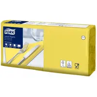 Tork Servietten Lunch Advanced 477841, gelb, 33 x 33 cm, 1/4-Falz, 2-lagig, 10 x 200 Stück