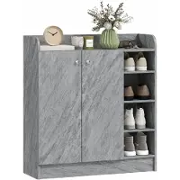HOMCOM SCHUHSCHRANK Spanplatte MDF Grau