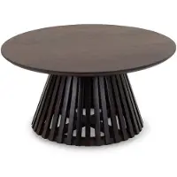 Idimex Couchtisch rund AMILA Ø 90 cm aus Mangoholz - Dunkelbraun