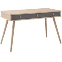Bessagi Home Schreibtisch Lena Grau/Natur Echtholz/MDF ca. 120x60 cm