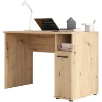 Forte NIKO Schreibtisch 110, Skandi-Schreibtisch, offene Ablage, 1-türig, Holzwerkstoff, Jugendzimmer/Büro, Artisan Eiche Holzdekor, 110cm breit x 73,5 cm hoch x 51 cm tief