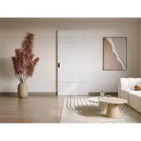 Vente-unique Schiebetür mit unsichtbarer Schiene - Holz & MDF - Weiß - 103 x 210 cm - SOMIRI