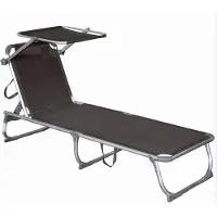 NYVI Sonnenliege mit Sonnendach KISO aus Aluminium / Stahl in grau klappbare Gartenliege mit 5-fach verstellbarer Rückenlehne und flexiblem Sonnenschutz