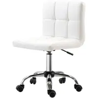 HOMCOM Bürostuhl, Ergonomischer Schreibtischstuhl ohne Armlehne für Büro, Weiß
