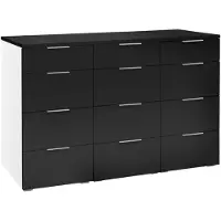 Hasena Kommode Trequatri Weiß/Schwarz mit 12 Schubladen zerlegt, zerlegt (zum Selbstaufbau) 135x49x8 cm – Selezione
