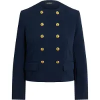 Ralph Lauren für Damen. 200B24610002 Zweireihige Jacke aus Krepp in Marineblau (40), Lässig, Klassisch, Recyceltes Polyester