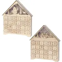 OnShop24.eu XXL Adventskalender aus Holz mit LED Beleuchtung zum Selbstbefüllen - 37,5 x 7,5 x 43,5 cm