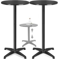 TecTake Aluminium-Bistrotisch, wetterfest, Zementsockel, Belastbarkeit 60 kg, höhenverstellbare Kunststofffüße