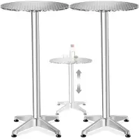 TecTake GmbH Bistrotisch Frederic, Aluminium, wetterfest, höhenverstellbar, MDF Platte, 67x67x70-110cm, Silber