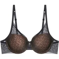 Triumph Halbschalen-BH "Signature Sheer" Monogramm-Tüll, gepolsterte Cups, Spitzen-Details, weich, Tüll