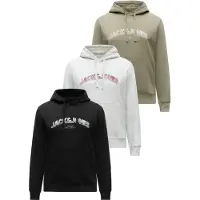 Jack & Jones 3er-Set: Hoodies in Khaki/ Creme/ Schwarz - L