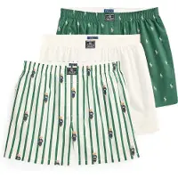 Ralph Lauren für Herren. 714830273051 Set aus 3 Boxershorts aus Baumwolle, grün, weiß (M), Lässig